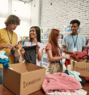 group of volunteer preparing for donations